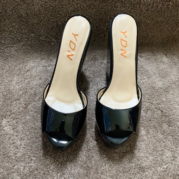 YDN Women's Platform Mules - Square Open Toe Slide Sandals With Low Heels